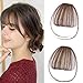 Stamped Glorious Real Human Hair Clip on Air Bangs Hairpieces for Women Flat Bangs with Temples(Color:Light Brown)