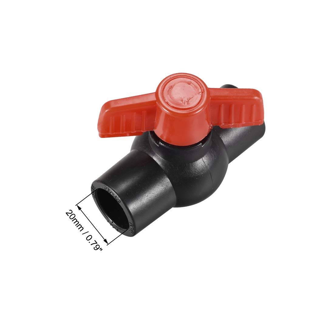 sourcing map Ball Valve, 1/2" Slip PE Socket End Valve T-Handle Water Shut-Off Valve for Irrigation and Water Treatment Black Red 5Pcs - Image 4