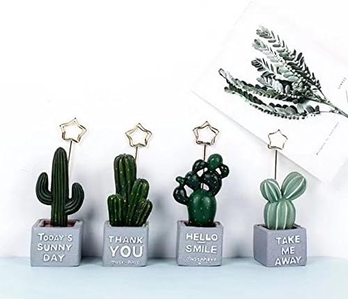 URTop 4Pcs Mini Cactus Card Holder Photo Clip Name Note Memo Stand Office Supply Home Decoration Desk Small Clamps Stand for Office Supplies Accessories