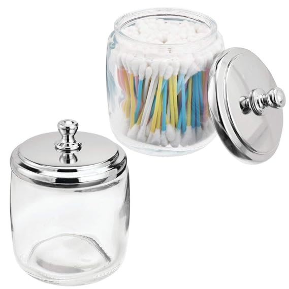 mDesign Bathroom Vanity Storage Organizer Canister Jars for Q tips