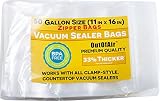 50 Gallon Size Zipper Vacuum Sealer Bags (11" x 16") OutOfAir Vacuum Seal Zip Bags, Works with FoodSaver & Other Savers, 33% Thicker BPA Free FDA Approved Commercial Grade Great for Snacks On The Go