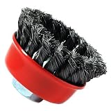 Forney 72757 Wire Cup Brush, Knotted with 5/8-Inch-11 Threaded Arbor, 2-3/4-Inch-by-.020-Inch