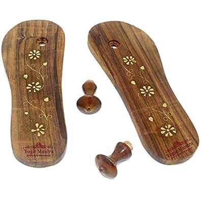 Amazon.com | Yogic Mantra Charan Paduka (10.5 Inch) Wooden Khadau Chappals, Handcrafted Sandals 