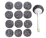 Kitchen Sumo Stainless Steel Sponges Scourer Set with Handle 40 Gram - Pack of 12 - Large Stainless Steel Scrubbers - Metal Scouring Pads - Kitchen Cleaning Tool