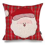 Phantoscope Decoractive New Merry Christmas Series Grandpa Santa Face Embroidery Throw Pillow Case Cushion Cover 18