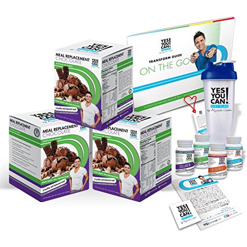 Yes You Can! Diet Plan Transform Kit On The Go: Meal Replacement Shakes, 30 Fat Burner Pills, 30 Appetite Suppressant Pills, 30 Colon Cleanser Pills, 30 Collagen Pills, 1 Bilingual Transform Guide (Spanish/english), 1 Shaker Bottle, 1 Yes You Can!™ Diet Plan Heart Shaped Band,1 Certificate of Success and 1 Yes You Can! Diet Plan Sticker (Chocolate, 30 Meal Replacement Shakes)