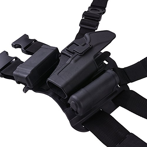 AGPtek® Military Special Forces Quick Tactical Right Hand Paddle + Leg Belt Hard Drop Leg Holster for Glock 17/22/31 (Black)