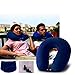 OXA Memory Foam Neck Pillow With 2 Pair of Earplugs, Double Buckcle, Dark Blue Travel Pillow