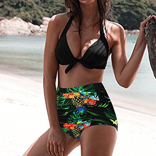 MILIMIEYIK Blouse Tankini Swimsuits for Women Tummy Control Bikini Set High Waist Bottom Flounce Swimsuit Bathing Suit Green