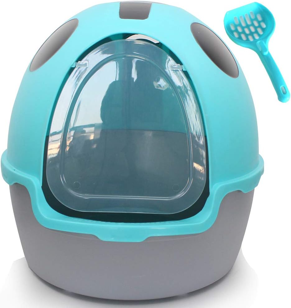 Cat Litter Box with Lid Large Furniture Self Cleaning Tray Pet Grooming Boxes,Cat Toilet Cat Litter Tray Semi-Closed Anti-Splash Reusable Cat Bedpans Pet Toilet Cleaning Supplies Hooded Cat Pan,d