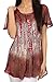 Sakkas Dina Relaxed Fit Sequin Tie Dye Embroidery Cap Sleeves Blouse/Top