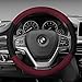 FH Group FH2033 Modernistic Steering Wheel Cover & Seat Belt Pads, Burgundy Color with Gift -Fit Most Car, Truck, SUV, or Van