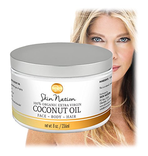 Organic Extra Virgin Coconut Oil for Face, Body and Hair - Skin Nation by Michelle Stafford, Pure, Unrefined, Cold Pressed Coconut Oil, Best Coconut Oil for Hair, Pure Coconut Oil for Skin Face