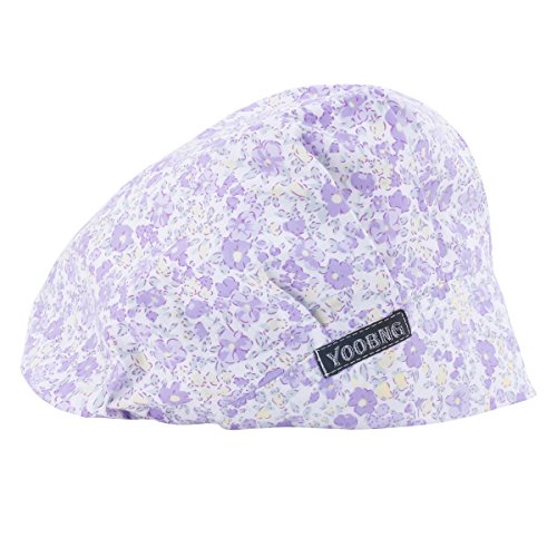 Women Scrub Bouffant Hat Cap Adjustable Classic Beauty Print Floral Cute One Set