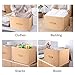 ACMETOP Collapsible Storage Bins with Lids - Large Stackable Storage Cubes Boxes Containers Organizer with Wooden Handle for Clothes, Bedding, Toys, Books, Crafts, Accessories, 2 Pack (Beige)