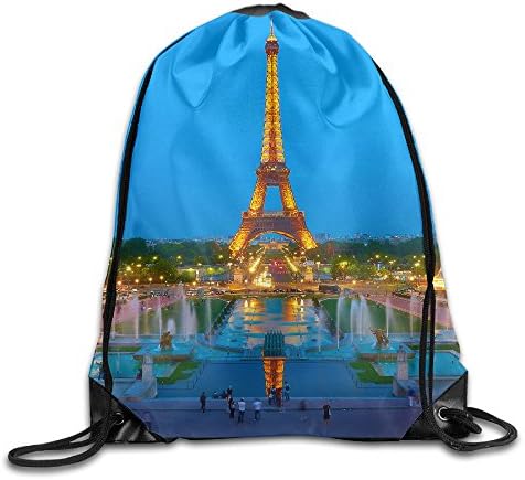 Eiffel Tower 100% Polyester Fiber Drawstring Tote Bag One Size