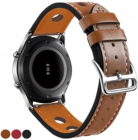 Qingz 22mm width Watch Band Samsung Gear S3 Classic Frontier Leather Watch Strap Smart Bracelet Strap Replacement