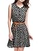 Allegra K Women's Valentine's Day Floral Printed Half Placket Knee Length Sleeveless Spring Belted Dress Medium Black-daisy