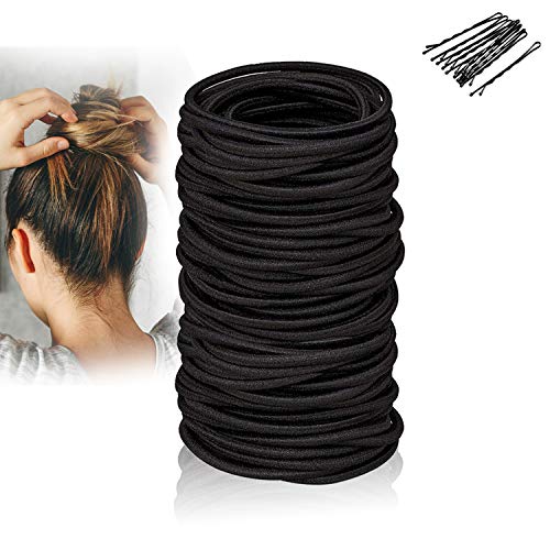 Black Elastic Hair Bands 120 Pcs Rubber Hair Ties