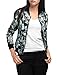 Allegra K Women's Long Sleeves Stand Collar Zip Up Floral Bomber Jacket Grey M