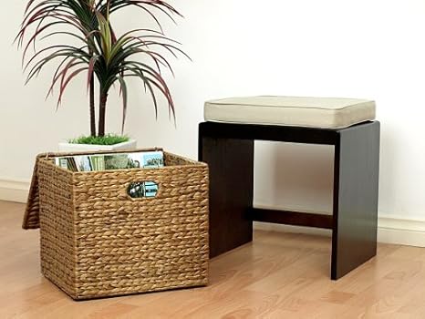 Amazon Co Jp アジアン家具 ウォーターヒヤシンス 収納付きベンチボックス Sサイズ ブラウン ホーム キッチン