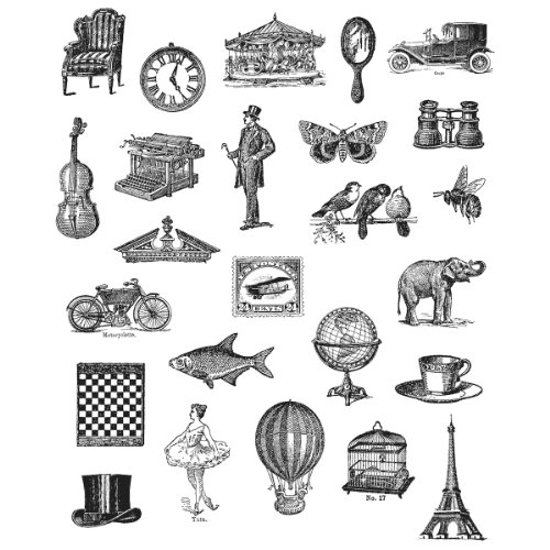 Stampers Anonymous Tim Holtz Cling Rubber Stamp Set, 7 by 8.5-Inch, Tiny Things
