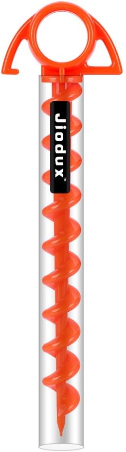 Jiodux Tent Pegs Ground Anchor Camping Stakes Dog Screw Orange PC Plastic Tent Peg 9 Inch - Small 1 Pack