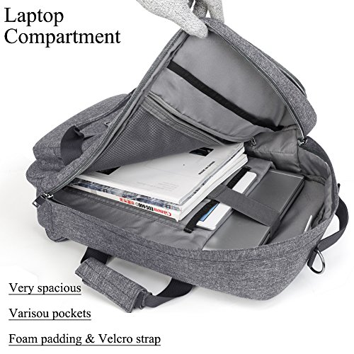 SOCKO 17 Inch Laptop Backpack with Side Handle and Shoulder Strap,Travel Bag Hiking Knapsack Rucksack College Student Shoulder Back Pack for Up to 17.3 Inches Laptop / Notebook Computer,Grey