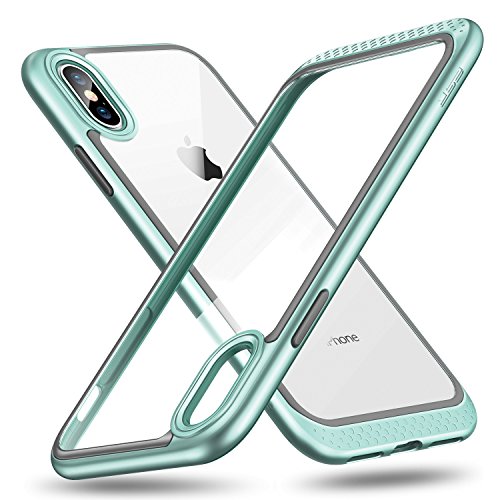 ESR Bumper Hoop Case for iPhone X/XS, Heavy Duty Armor with Flexible Inner Cushion [Reinforced Camera Protection] [Glass-Back Safe] for 5.8" iPhone X/XS, Mint Green