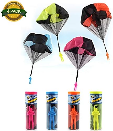 4 PCS Free Throwing Parachute Figures Hand Throw Mini Soldier Parachute No Strings No Batteries Toss it up Toy For Kids Childrens Outdoor Sports