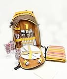 KP Solutions Picnic Backpack For 4 Durable Tote With Waterproof Lining | Extra Padded Shoulder Straps | Insulated Cooler Compartment & Fleece Blanket Flatware, Silverware, Salt & Pepper Shakers & More