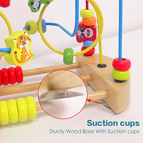 ToyerBee Bead Maze, Wooden Toys with Animals Graphics, Educational Abacus Beads Circle Toys, Colorful Roller Coaster Game, Gift for Children Toddlers Kids Boys Girls