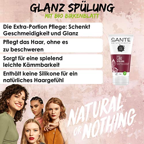 SANTE-Naturkosmetik-Glanz-Splung-Bio-Birkenblatt-Provitamin-B5-Intensive-Pflege-fr-weiches-Haar-Bewahrt-Spannkraft-Natrlicher-Conditioner-fr-seidigen-Glanz-Flle-Ohne-Silikon-Vegan-150ml