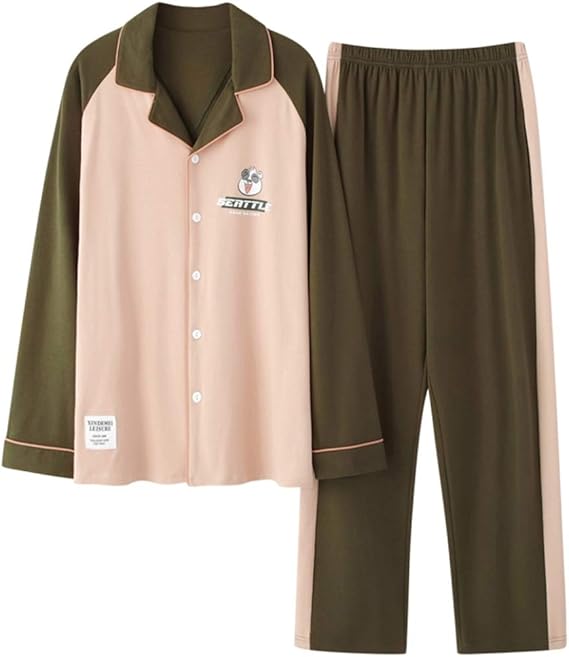 Amazon Co Jp カジュアル パジャマ メンズ ルームウェア 秋冬 上下セット 長袖 長ズボン 前開き 襟付き ラペル 綿100 コットン 肌に優しい 通気 吸湿 薄手 春秋 男性用 紳士 シンプル オシャレ グリーン ワイド 大きいサイズ 部屋着 寝巻き 2点セット 服 ファッション小物