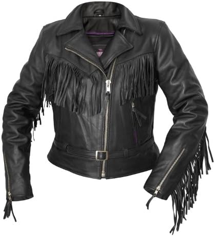 Interstate Leather Ladies Fringe Jacket (Black, Small)