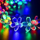 Hizing 50 LED Solar Fairy String Lights 21ft 7M Peach Blossom Decorative String Lights Indoor and Outdoor for Garden, Lawn, Patio, Christmas Trees, Wedding, Party, Halloween (Multi-Color)