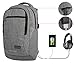Business Laptop Backpack, NPET Anti-Theft Waterproof Travel Backpack with USB Charging Port High-Visible Reflective Strip Survival Whistle College School Bookbag for Women & Men - Grey