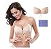 Self Adhesive Bra, Silicone Push Up Strapless Bras, Backless Reusable Invisible Drawstring Bra by Comfy Vicky (A Cup, Beige)