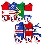 Yougao Men's Country Flags 7-Pack No Show Sports Socks
