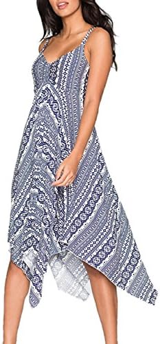 Nergivep Women's Spaghetti Strap Irregular Hem Summer Casual Boho Beach Dress
