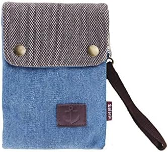ZIIPOR Women Cell Phone Holder Mini Crossbody Purse Shoulder Bag Cotton Canvas Bag Purse (Light blue)