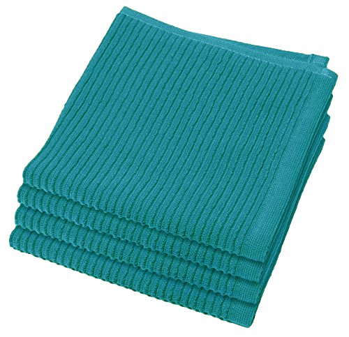 Now Designs Ripple Kitchen Dishcloth, Set of 4, Peacock Green