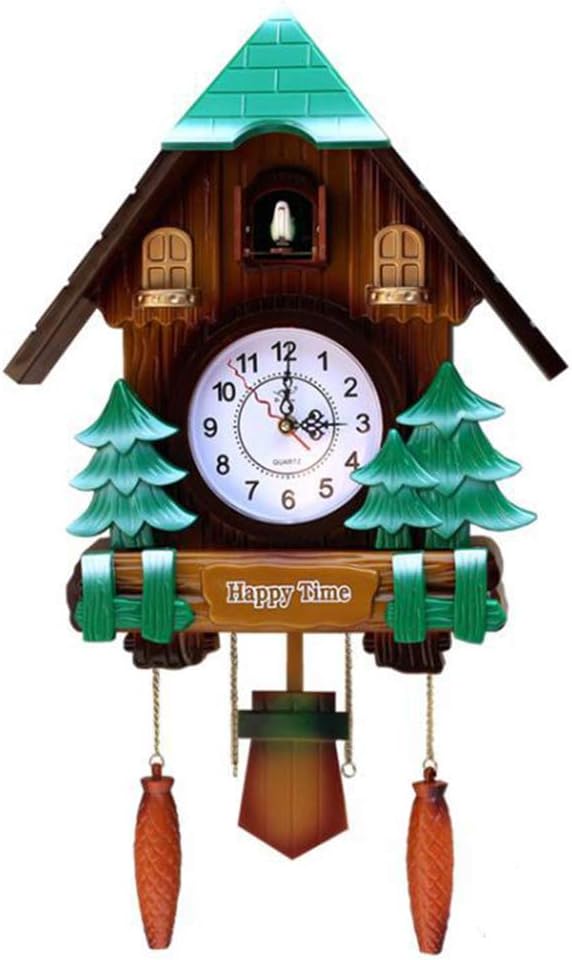 XCXDX Wall Clock, Imitation Wood Cuckoo Wall Clock, Window Time, Living Room Creative Wall Clock, Silent Wall Clock,A