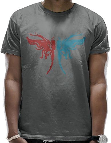 Man Combed Round Neck Short Sleeve Shirts T Shirt Tunic Tops Angel Wings