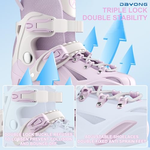 DAYONG Roller Skates for Kids, Adjustable Inline Skating Shoes with 8 Light Up Wheels and Double Adjusting Buckle, Dual Mode Breathable Rollerblades for Beginners, Kids, Adult.