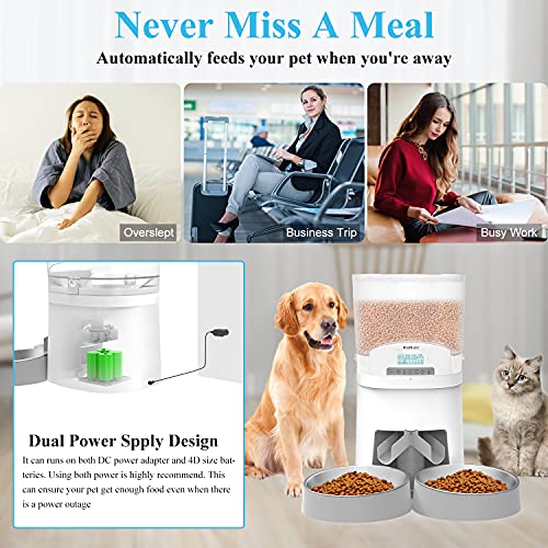 WellToBe 7L Automatic Cat Feeder for Two Animals,Pet Feeder Dog Food