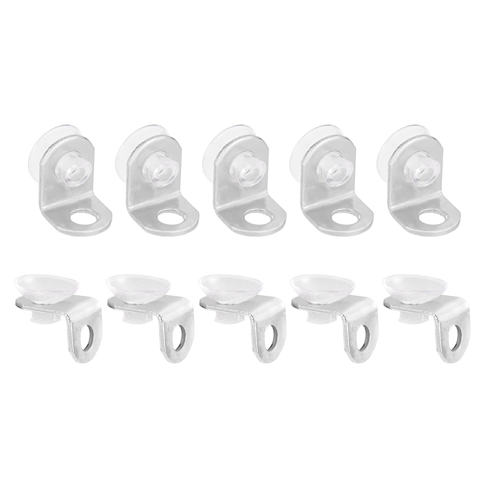 DTGN 0.59"x0.43"(LxW) Mounting Brace Fixing Glass Shelf Bracket - 50Pack - Good for Glass Shelves - Durable Pegs Supports with Chuck Wall Mount - Silver