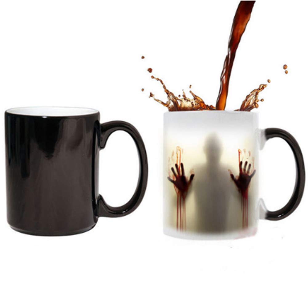 JMAHM Color Changing Mugs Heat Sensitive Magic Mug Discoloration Porcelain Solar System Pattern Milk Coffee Mug (12oz / 330ml, Walking Dead)