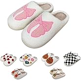 LEZIRTOI Retro Fuzzy Face Slippers for Women men, Womens Girls Cute Yellow the Lable Face House Slippers for Indoor Outdoor Pink/White/Black/Blue