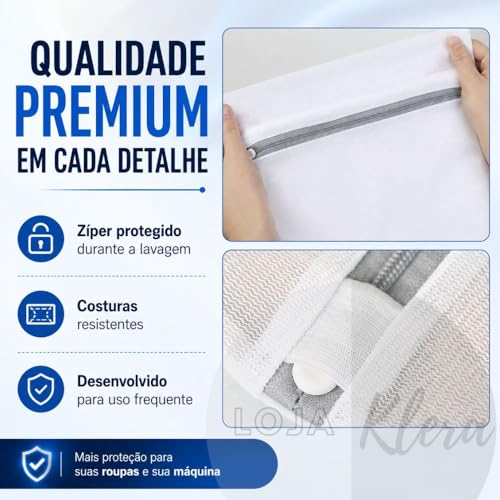 Kit 10 Sacos para Lavar Roupas Delicadas na Máquina, Reutilizável com Zíper Reforçado Proteção Total Contra Danos e Desgaste Ideal para Roupas Delicadas